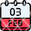 calendar-febraury-three-date-monthly-time-and-month-schedule-icon