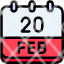 calendar-febraury-twenty-date-monthly-time-and-month-schedule-icon