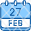 calendar-febraury-twenty-seven-date-monthly-time-month-schedule-icon
