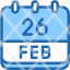 calendar-febraury-twenty-six-date-monthly-time-month-schedule-icon