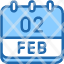 calendar-febraury-two-date-monthly-time-month-schedule-icon