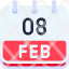 calendar-february-eight-date-monthly-time-month-schedule-icon