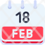 calendar-february-eighteen-date-monthly-time-month-schedule-icon