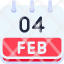 calendar-february-four-date-monthly-time-month-schedule-icon