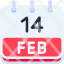 calendar-february-fourteen-date-monthly-time-month-schedule-icon