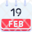 calendar-february-nineteen-date-monthly-time-month-schedule-icon