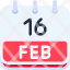 calendar-february-sixteen-date-monthly-time-month-schedule-icon
