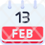 calendar-february-thirteen-date-monthly-time-month-schedule-icon