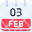 calendar-february-three-date-monthly-time-month-schedule-icon