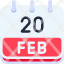 calendar-february-twenty-date-monthly-time-month-schedule-icon