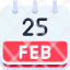 calendar-february-twenty-five-date-monthly-time-month-schedule-icon