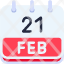 calendar-february-twenty-one-date-monthly-time-month-schedule-icon