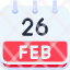 calendar-february-twenty-six-date-monthly-time-month-schedule-icon