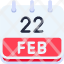 calendar-february-twenty-two-date-monthly-time-month-schedule-icon