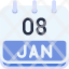 calendar-january-eight-date-monthly-time-month-schedule-icon