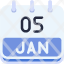 calendar-january-five-date-monthly-time-month-schedule-icon
