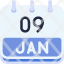 calendar-january-nine-date-monthly-time-month-schedule-icon