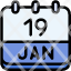calendar-january-nineteen-date-monthly-time-and-month-schedule-icon