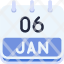 calendar-january-six-date-monthly-time-month-schedule-icon