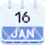 calendar-january-sixteen-date-monthly-time-month-schedule-icon