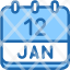 calendar-january-twelve-date-monthly-time-and-month-schedule-icon