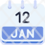 calendar-january-twelve-date-monthly-time-month-schedule-icon