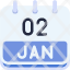 calendar-january-two-date-monthly-time-month-schedule-icon