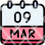 calendar-march-nine-date-monthly-time-month-schedule-icon
