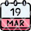 calendar-march-nineteen-date-monthly-time-month-schedule-icon