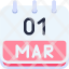 calendar-march-one-date-monthly-time-month-schedule-icon