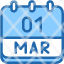 calendar-march-one-date-monthly-time-month-schedule-icon