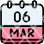 calendar-march-six-date-monthly-time-month-schedule-icon