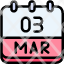 calendar-march-three-date-monthly-time-month-schedule-icon