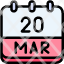 calendar-march-twenty-date-monthly-time-month-schedule-icon