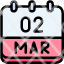 calendar-march-two-date-monthly-time-month-schedule-icon