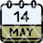 calendar-may-fourteen-date-monthly-time-month-schedule-icon