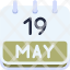 calendar-may-nineteen-date-monthly-time-month-schedule-icon