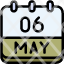 calendar-may-six-date-monthly-time-month-schedule-icon