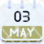 calendar-may-three-date-monthly-time-month-schedule-icon