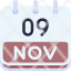 calendar-november-nine-date-monthly-time-month-schedule-icon