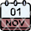 calendar-november-one-date-monthly-time-month-schedule-icon