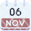 calendar-november-six-date-monthly-time-month-schedule-icon