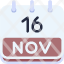 calendar-november-sixteen-date-monthly-time-month-schedule-icon