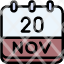 calendar-november-twenty-date-monthly-time-month-schedule-icon