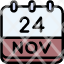 calendar-november-twenty-four-date-monthly-time-month-schedule-icon