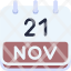 calendar-november-twenty-one-date-monthly-time-month-schedule-icon