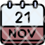 calendar-november-twenty-one-date-monthly-time-month-schedule-icon