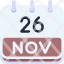 calendar-november-twenty-six-date-monthly-time-month-schedule-icon