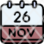calendar-november-twenty-six-date-monthly-time-month-schedule-icon