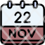 calendar-november-twenty-two-date-monthly-time-month-schedule-icon